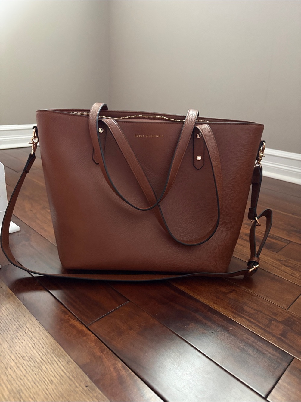 Poppy and Peonies Go Getter Tote in chestnut
